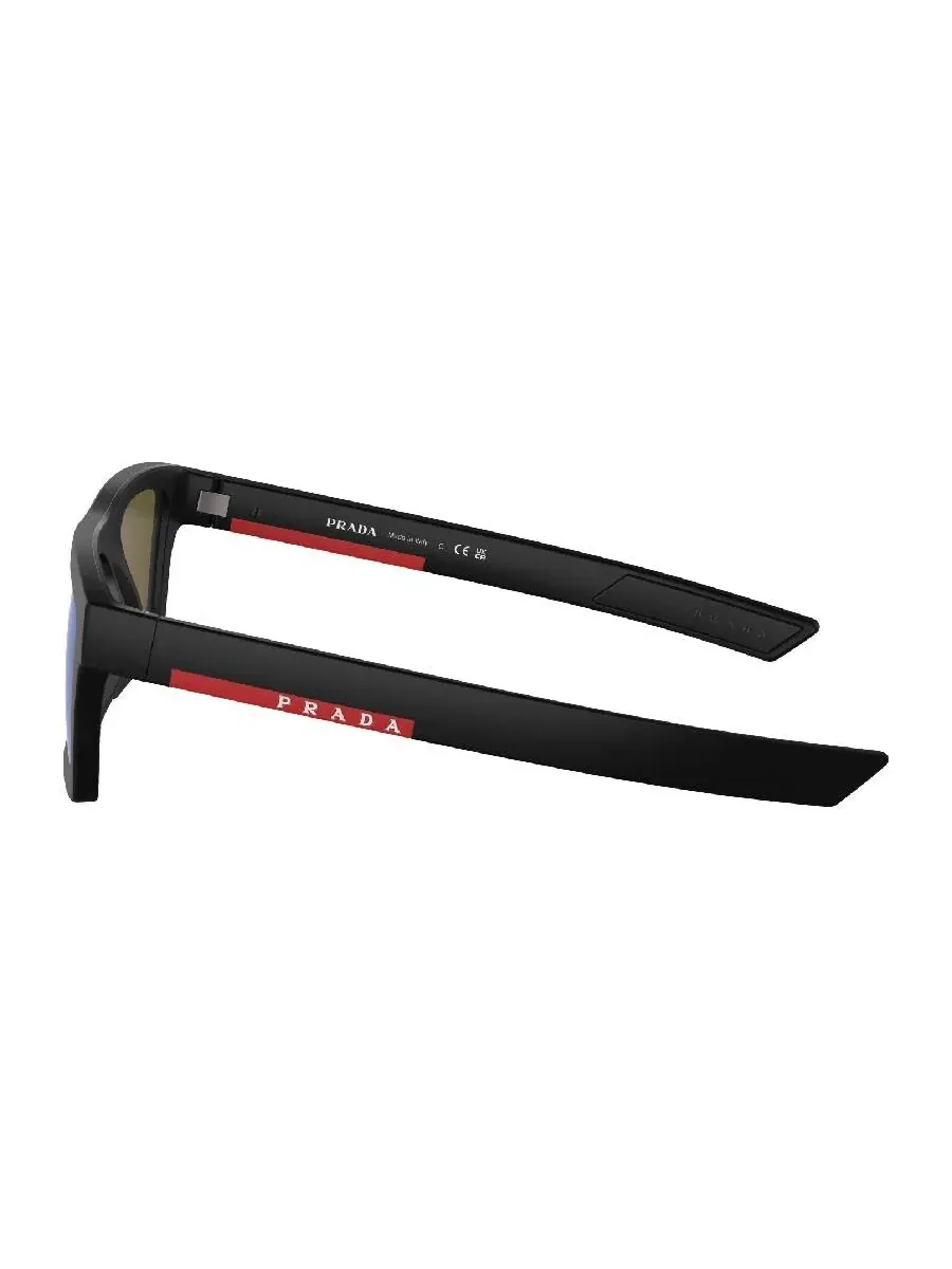 Мужские солнцезащитные очки Prada Linea Rossa Blue Mirror Pilot PS 02ZSU 1BO08R 58 — изображение 3 из 4, черный