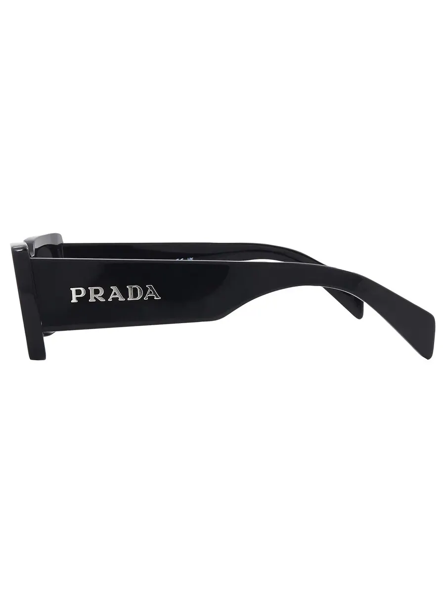 Женские прямоугольные солнцезащитные очки Prada серого цвета PR A07S 1AB5S0 52 — изображение 4 из 6, черный