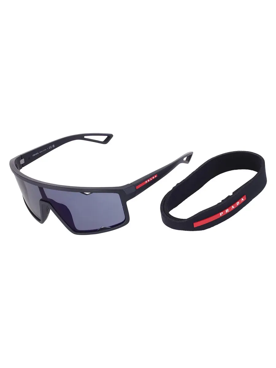Солнцезащитные очки для мужчин Prada Linea Rossa Dark Blue Mirror Violet Shield PS A03S 1BO10J 41 — изображение 3 из 4