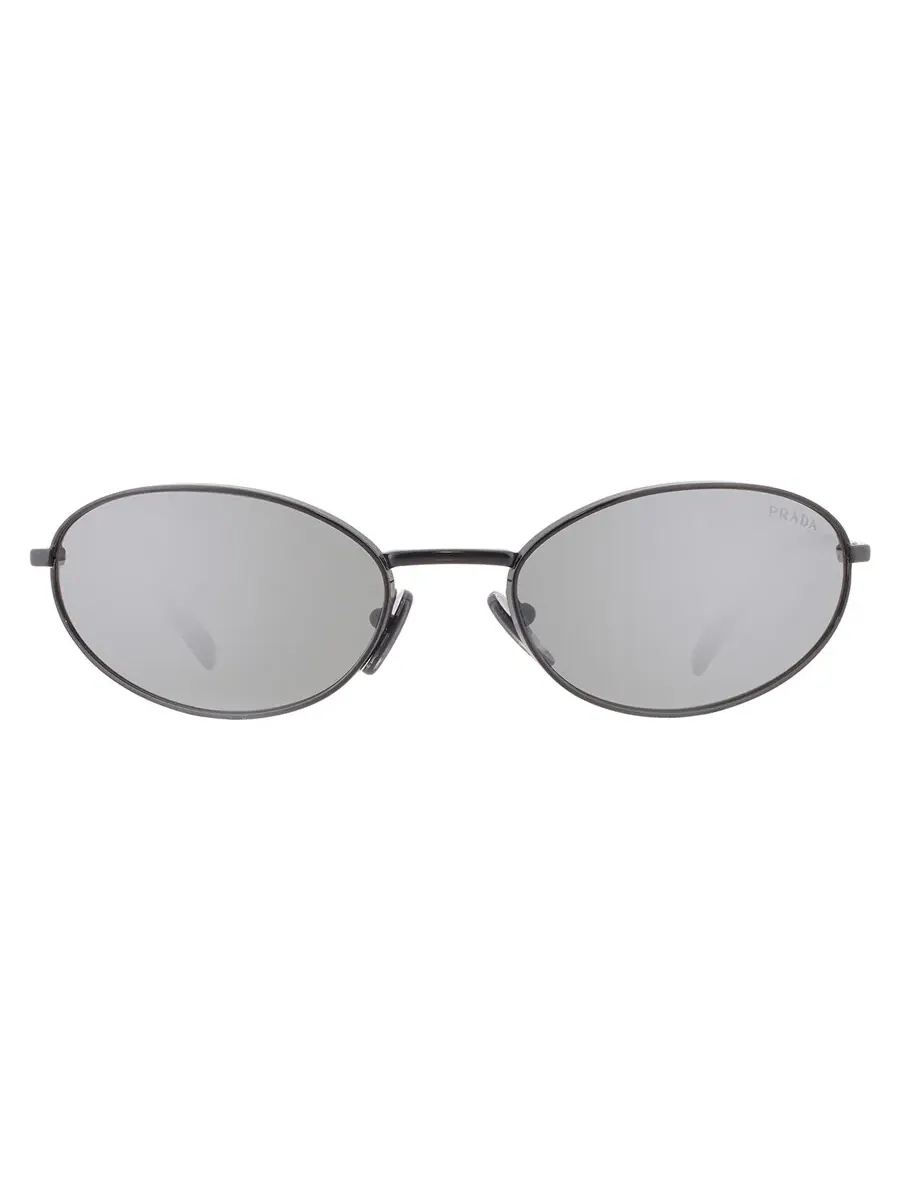 Серебряные овальные женские солнцезащитные очки Prada PR A59S 1AB60G 59