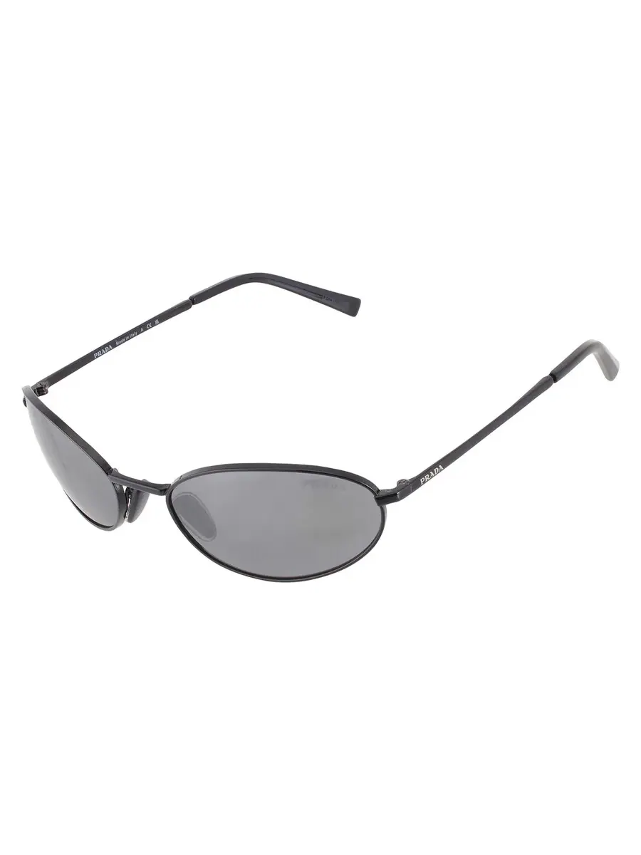 Серебряные овальные женские солнцезащитные очки Prada PR A59S 1AB60G 59 — изображение 3 из 5, черный