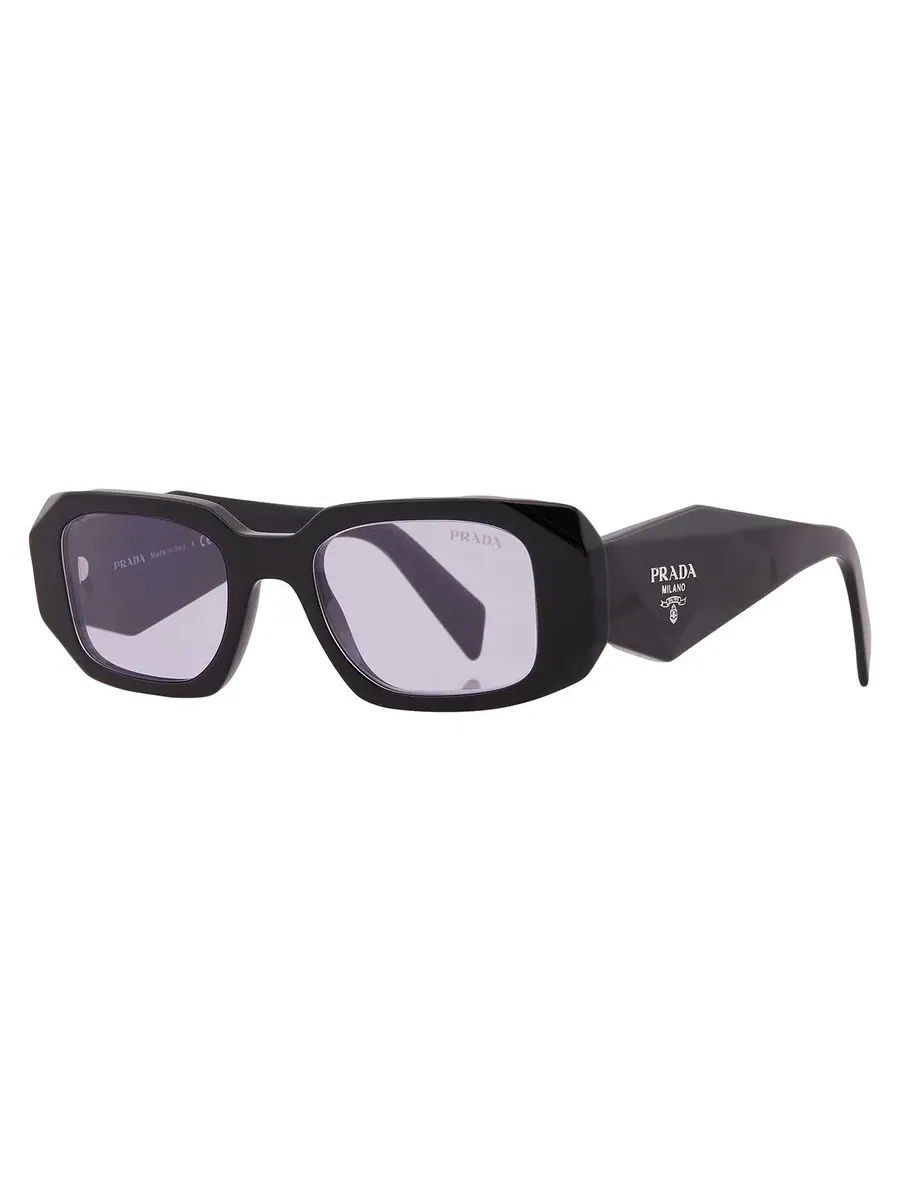 Женские прямоугольные солнцезащитные очки Prada фиолетового цвета PR 17WS 16K40J 49 — изображение 2 из 5, черный