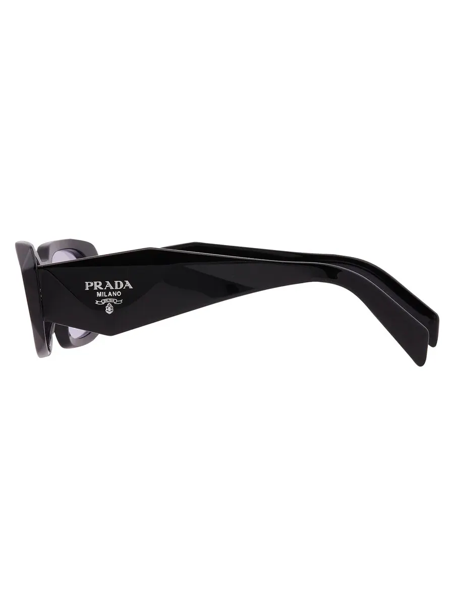 Женские прямоугольные солнцезащитные очки Prada фиолетового цвета PR 17WS 16K40J 49 — изображение 4 из 5, черный