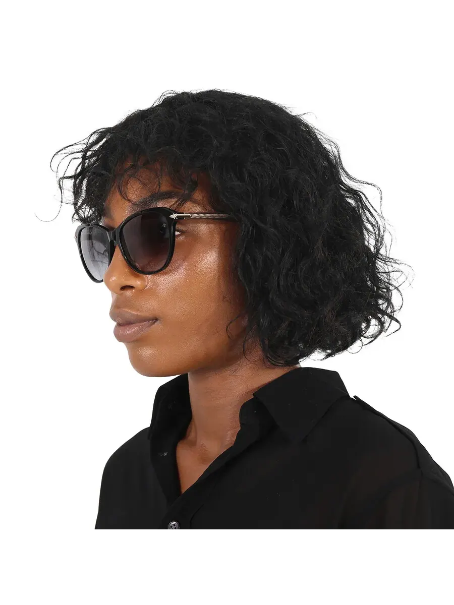Серые градиентные женские солнцезащитные очки Rag and Bone Cat Eye RNB1060/S 0807/9O 55 — изображение 2 из 6, черный