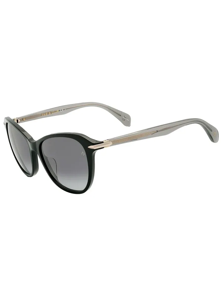 Серые градиентные женские солнцезащитные очки Rag and Bone Cat Eye RNB1060/S 0807/9O 55 — изображение 4 из 6, черный