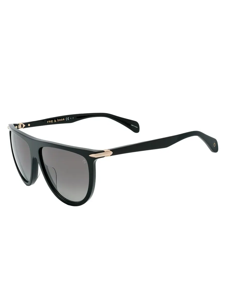 Солнцезащитные очки для женщин Rag and Bone Polarized Grey Browline RNB1056/S 0807/WJ 57 — изображение 4 из 6, черный