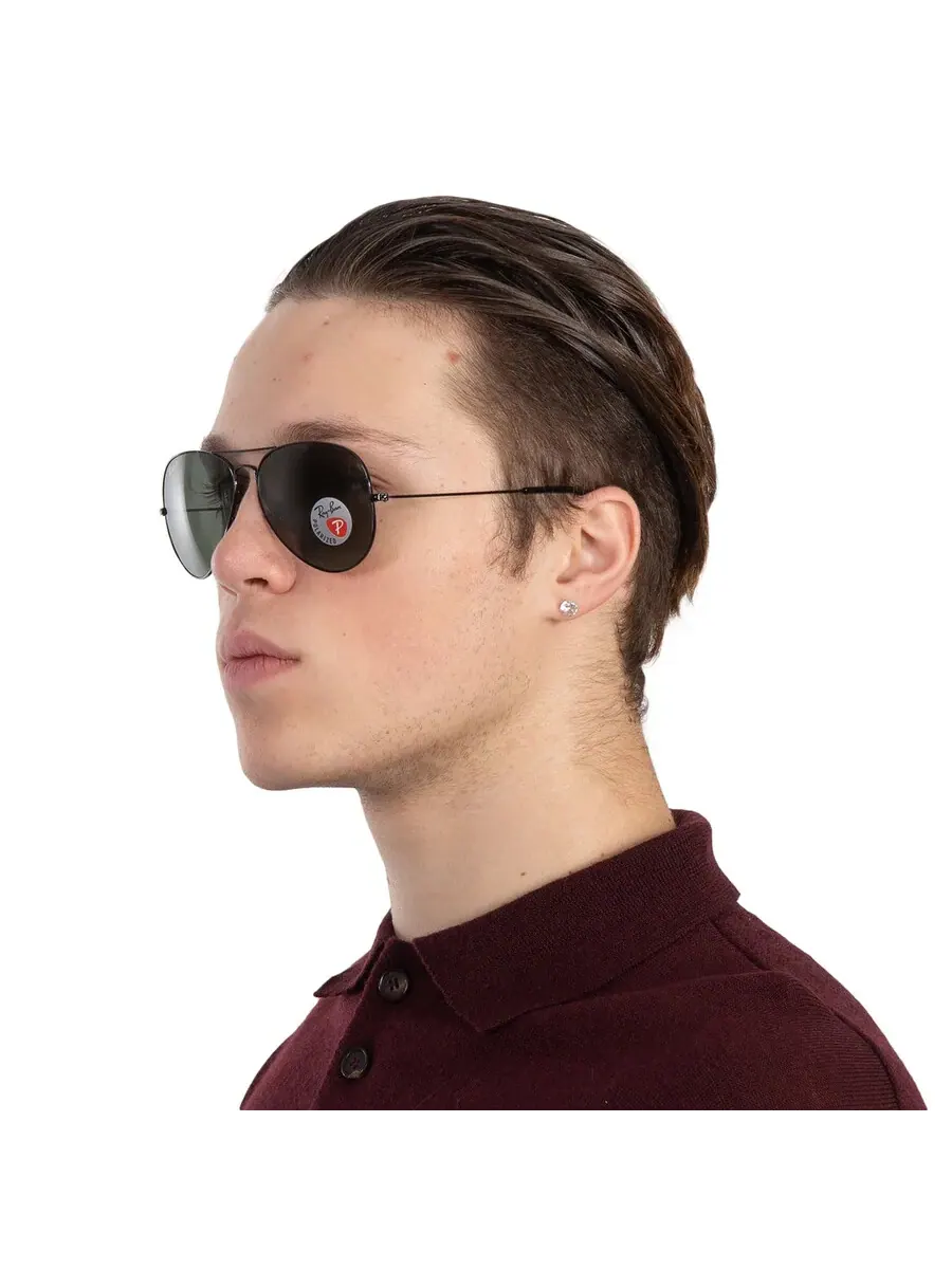 Солнцезащитные очки Ray Ban Aviator Classic Polarized Green унисекс RB3025 002/58 62 Ray-Ban — изображение 2 из 5, зеленый