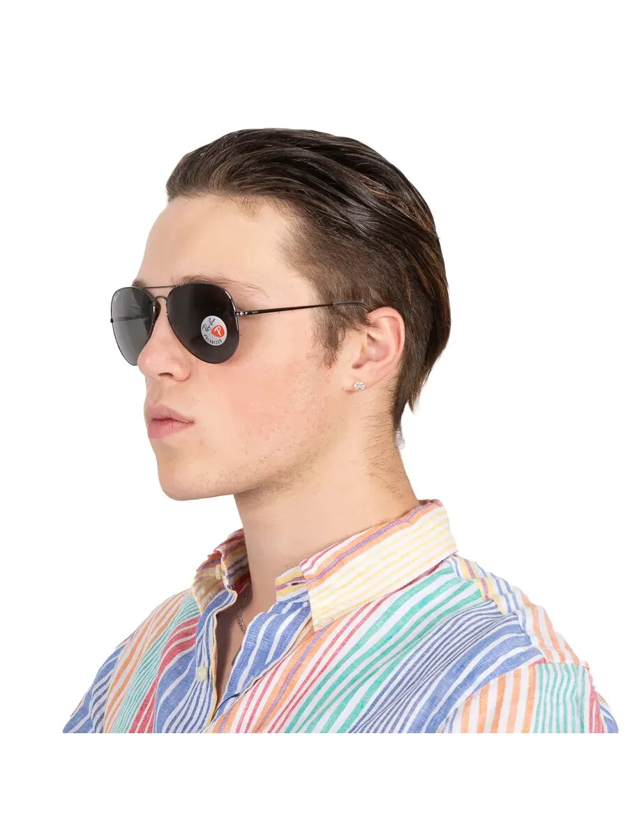 Поляризованные черные солнцезащитные очки Ray-Ban Aviator унисекс RB3689 004/48 62 — изображение 2 из 5, черный