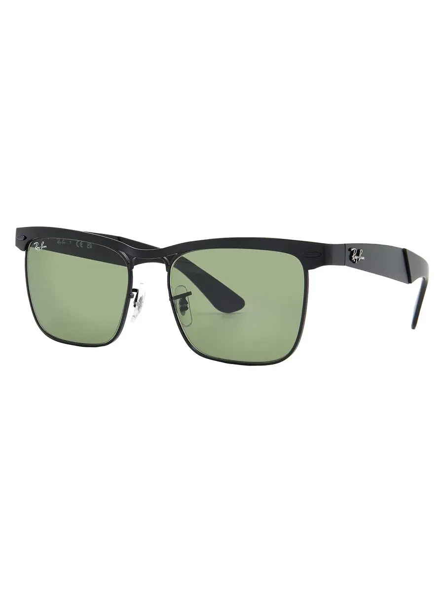 Солнцезащитные очки Ray Ban Wayfarer Deluxe Green Square унисекс RB3875 006/4E 56 Ray-Ban — изображение 2 из 5, черный