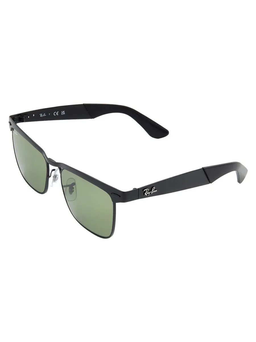Солнцезащитные очки Ray Ban Wayfarer Deluxe Green Square унисекс RB3875 006/4E 56 Ray-Ban — изображение 4 из 5, черный