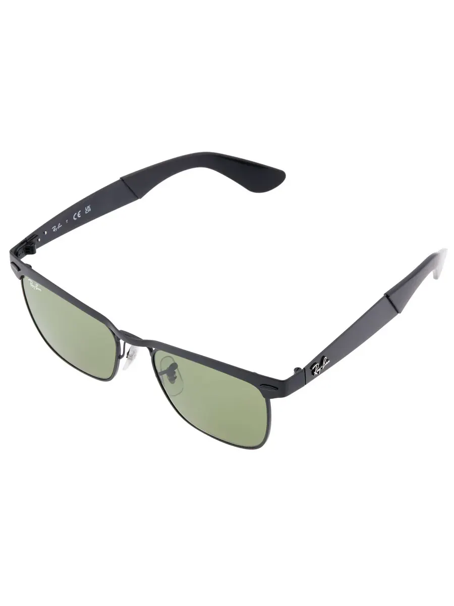 Солнцезащитные очки Ray Ban Wayfarer Deluxe Green Square унисекс RB3875 006/4E 53 Ray-Ban — изображение 3 из 5, черный