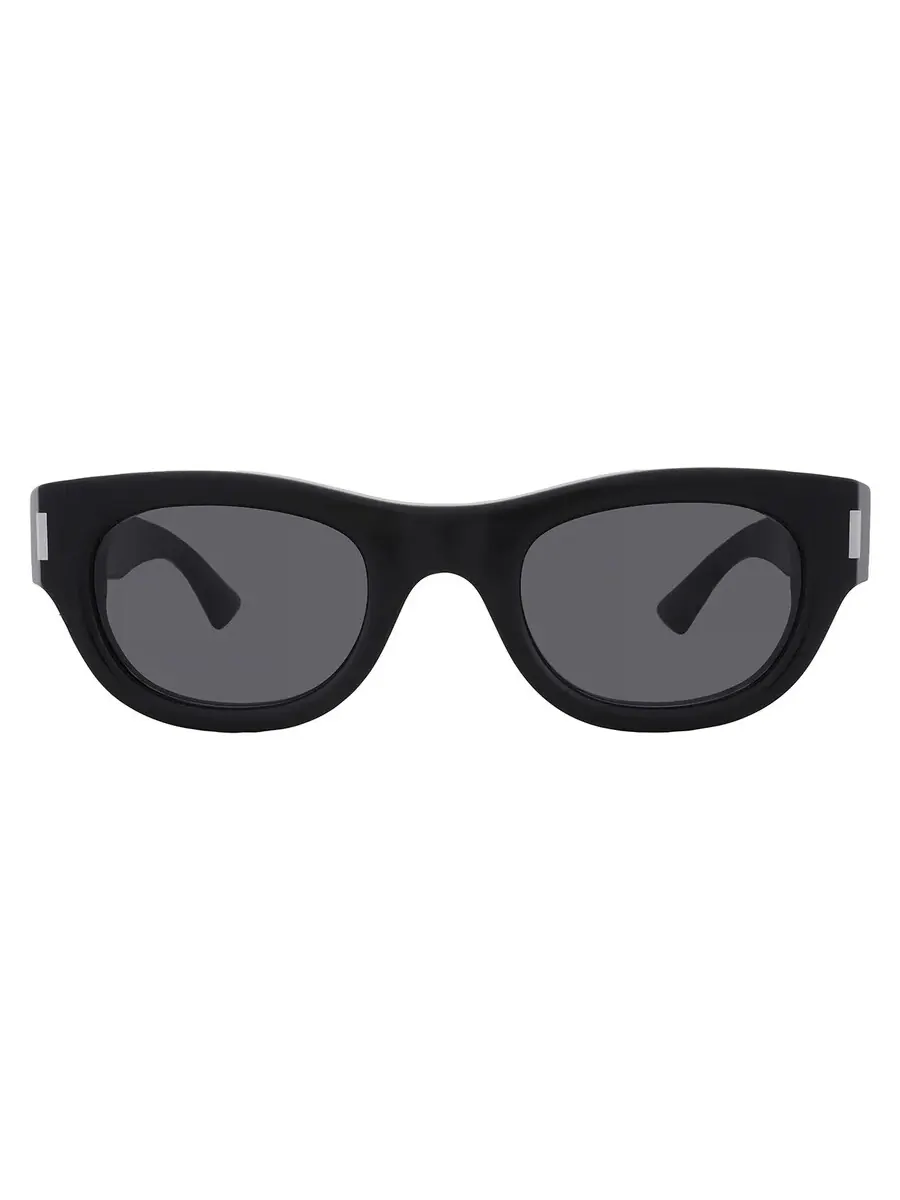 Солнцезащитные очки Saint Laurent черные овальные универсальные SL 761 001 49 — черный