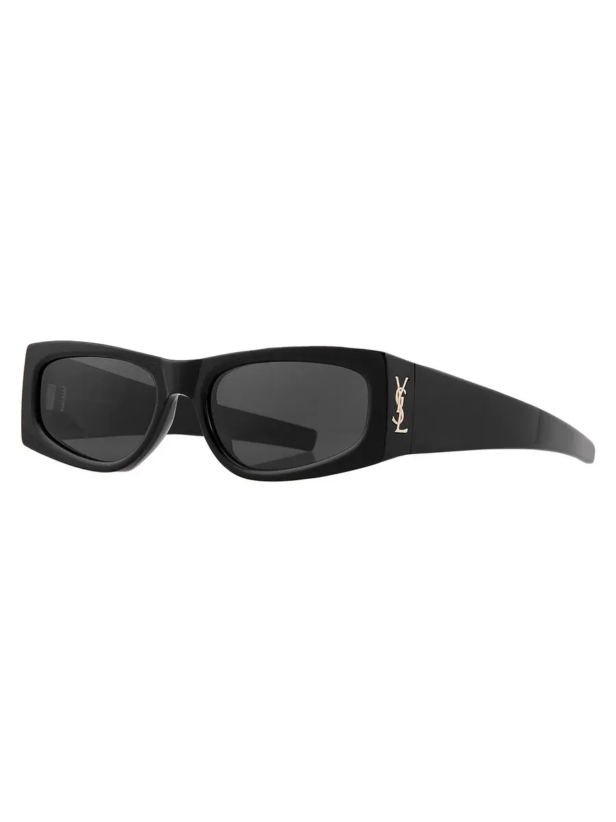 Женские черные прямоугольные солнцезащитные очки Saint Laurent SL M140 001 56 — изображение 2 из 4, черный