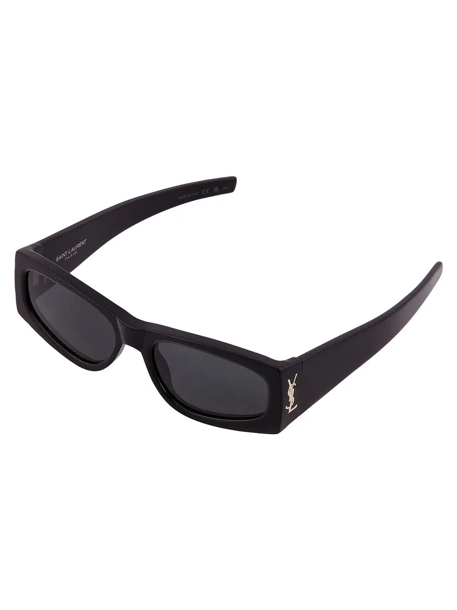 Женские черные прямоугольные солнцезащитные очки Saint Laurent SL M140 001 56 — изображение 3 из 4, черный