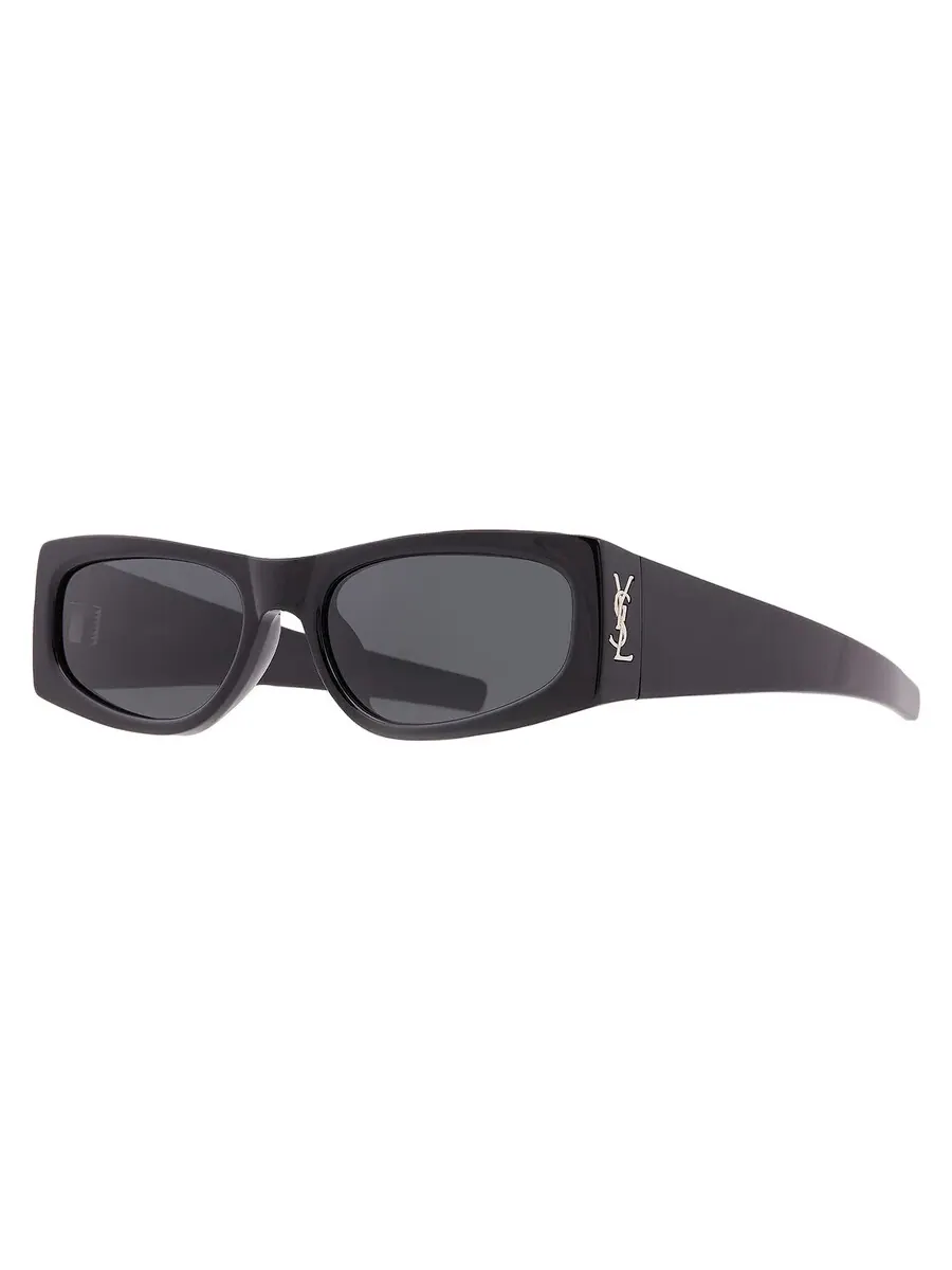 Солнцезащитные очки для женщин Saint Laurent серые прямоугольные SL M140/F 001 56 — изображение 2 из 4, черный