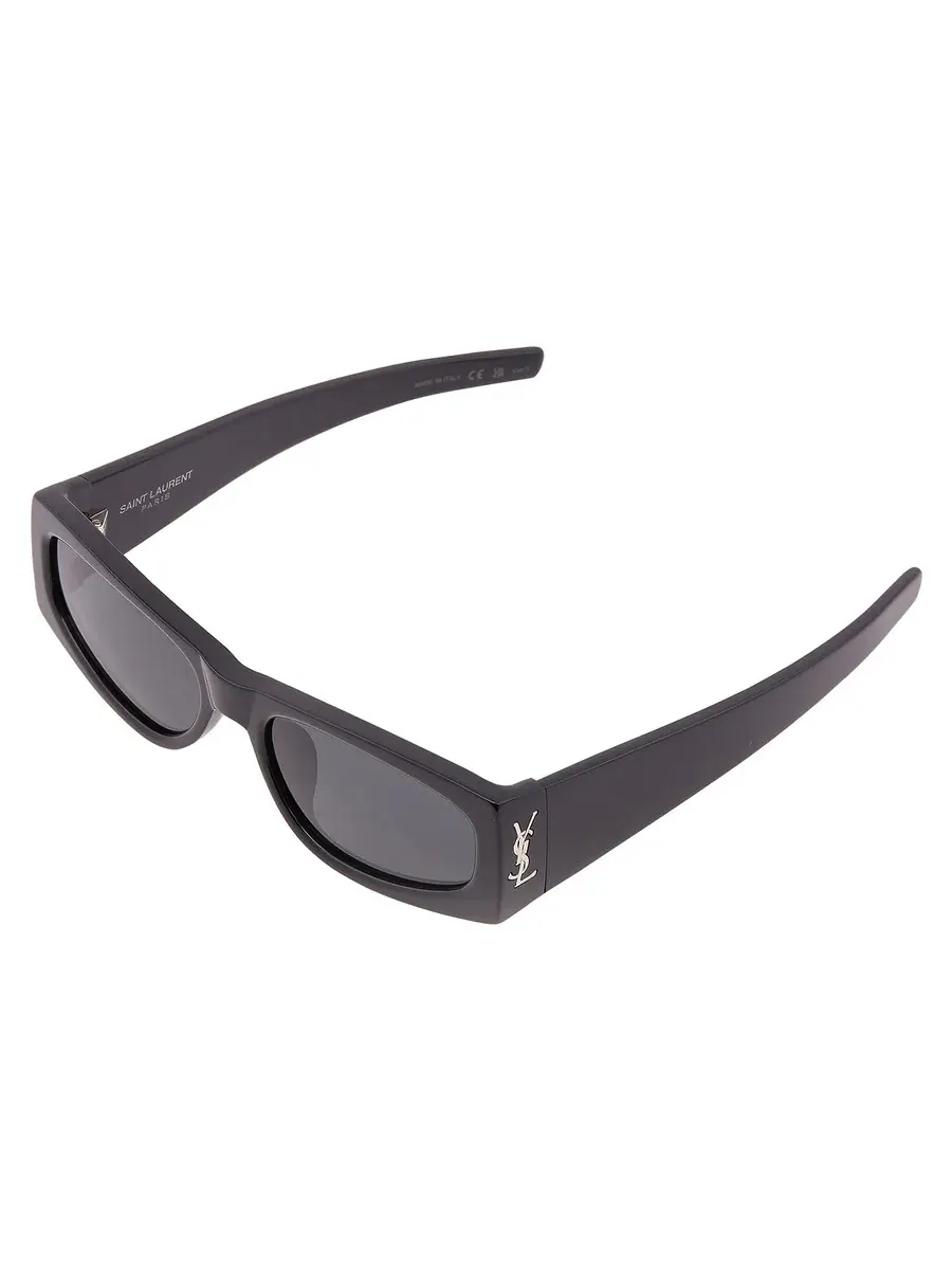 Солнцезащитные очки для женщин Saint Laurent серые прямоугольные SL M140/F 001 56 — изображение 3 из 4, черный