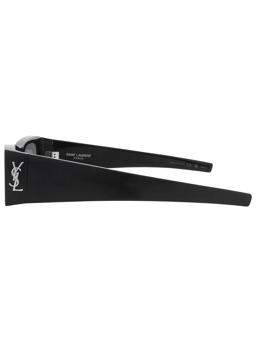 Женские солнцезащитные очки Saint Laurent Silver Mirror прямоугольной формы SL M140 002 56 — изображение 4 из 4, черный