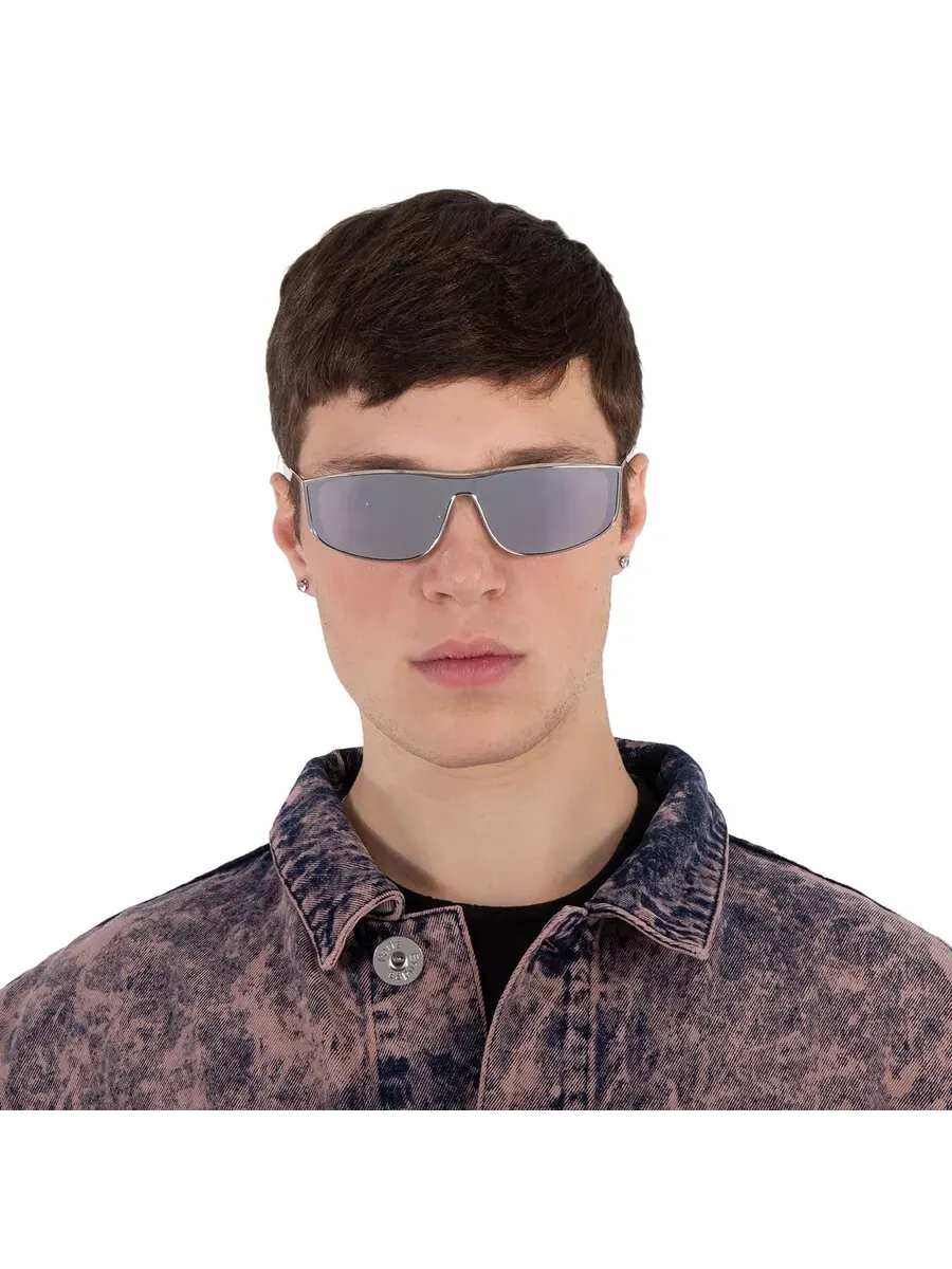 Солнцезащитные очки Saint Laurent Silver Shield унисекс SL 605 LUNA 003 135 — изображение 3 из 6, серебряный