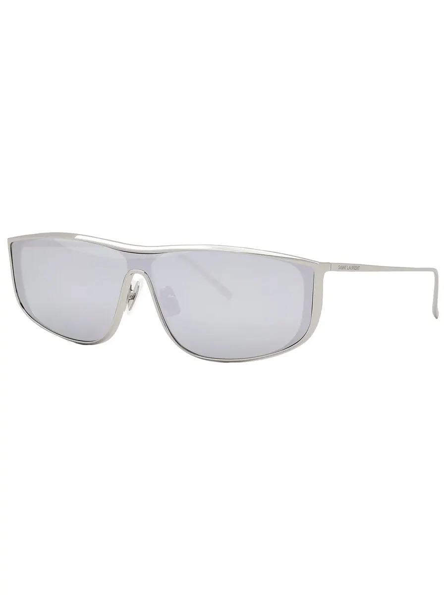 Солнцезащитные очки Saint Laurent Silver Shield унисекс SL 605 LUNA 003 135 — изображение 4 из 6, серебряный