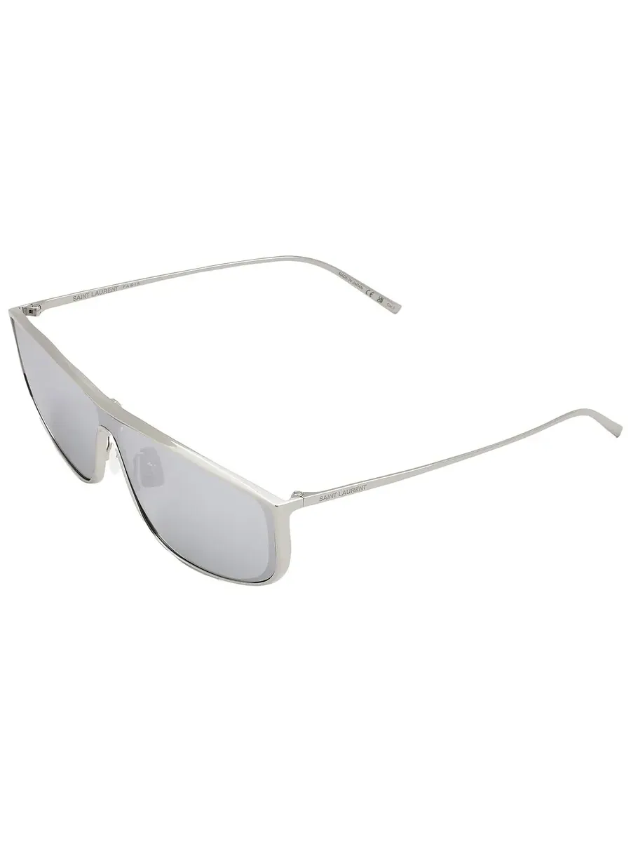 Солнцезащитные очки Saint Laurent Silver Shield унисекс SL 605 LUNA 003 135 — изображение 6 из 6, серебряный
