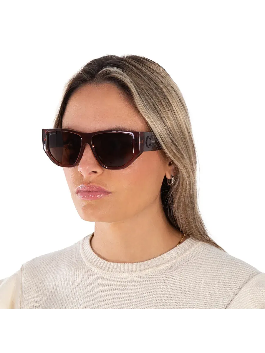 Солнцезащитные очки Salvatore Ferragamo коричневые геометрические унисекс SF1077S 232 56 — изображение 2 из 5, коричневый
