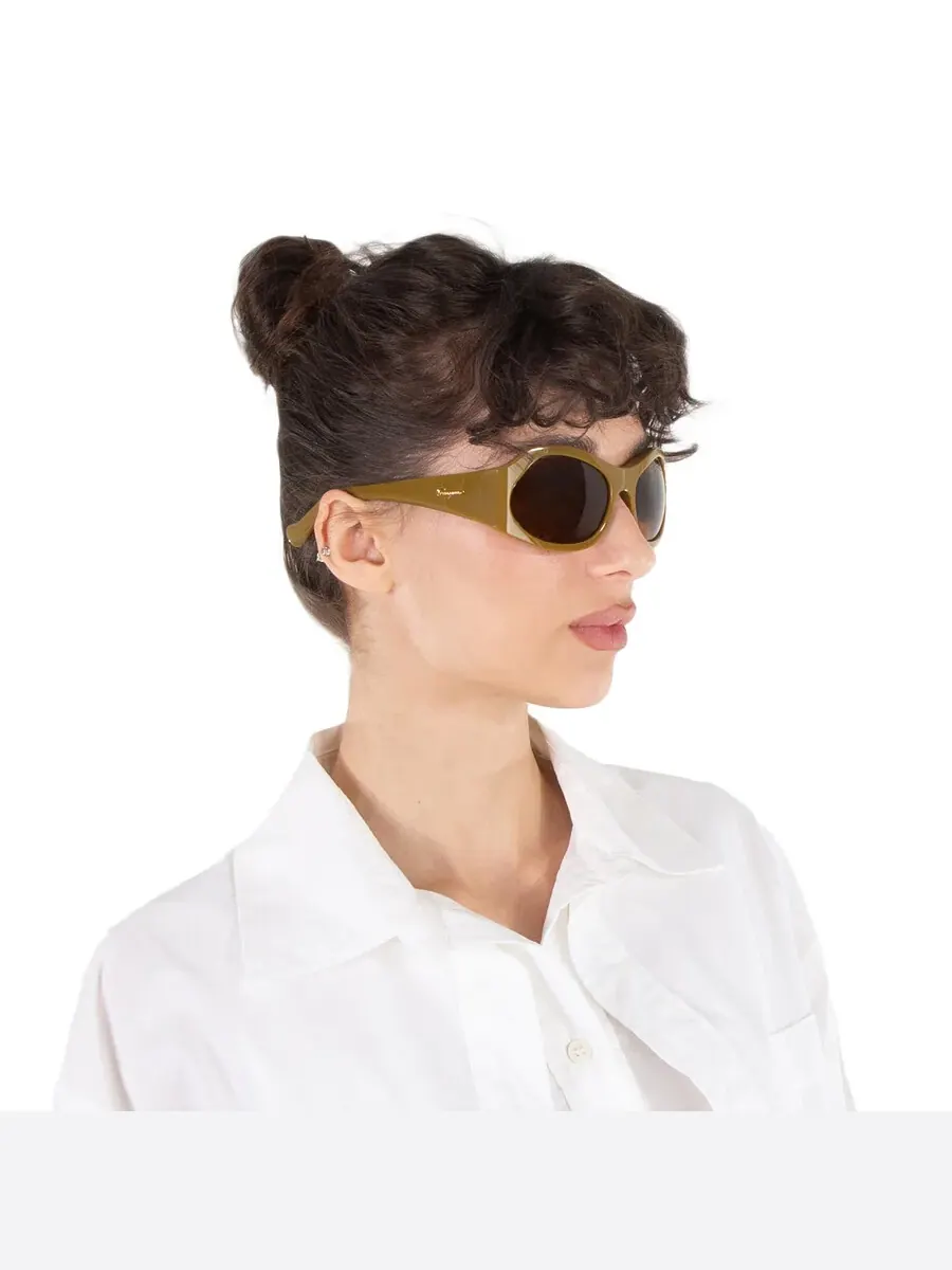 Женские солнцезащитные очки Salvatore Ferragamo Brown Wrap SF1078S 320 59 — изображение 2 из 5, коричневый
