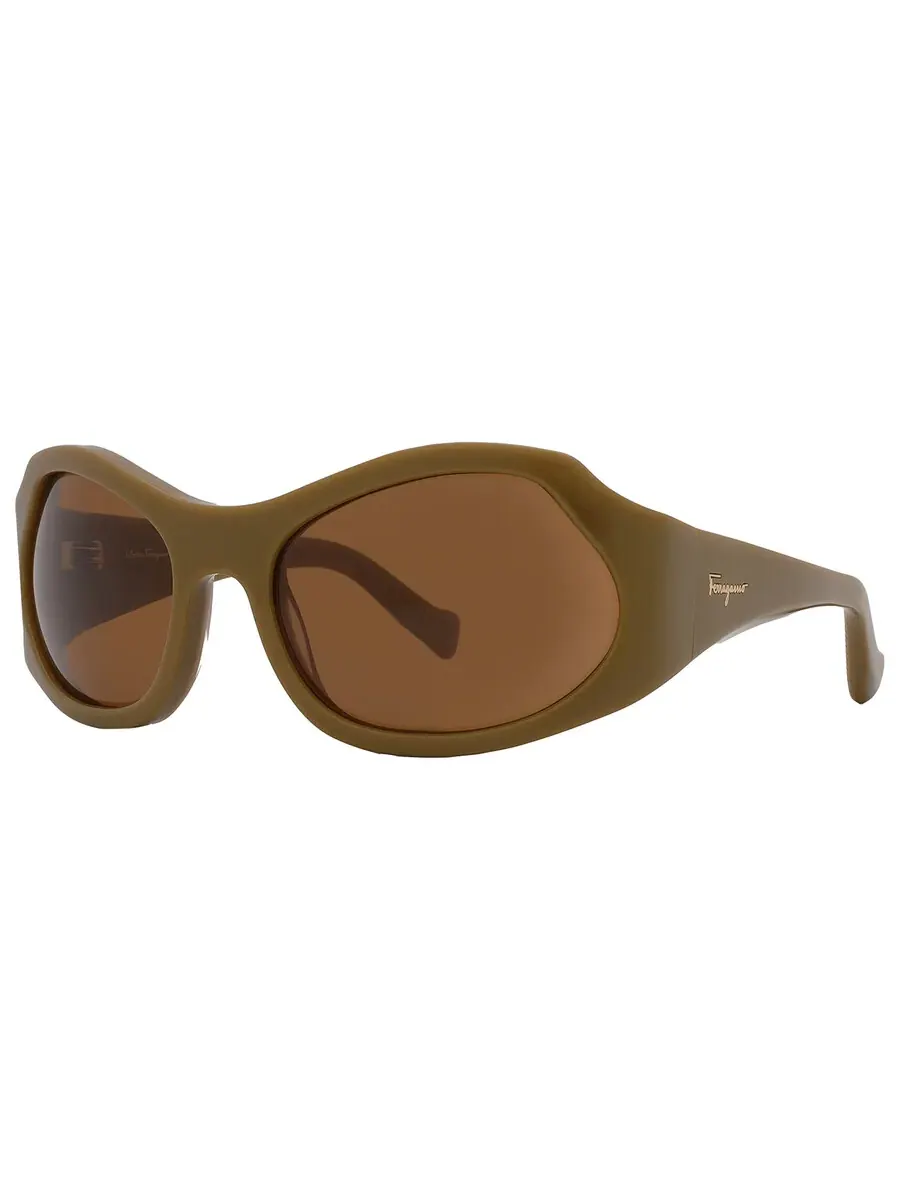 Женские солнцезащитные очки Salvatore Ferragamo Brown Wrap SF1078S 320 59 — изображение 3 из 5, коричневый