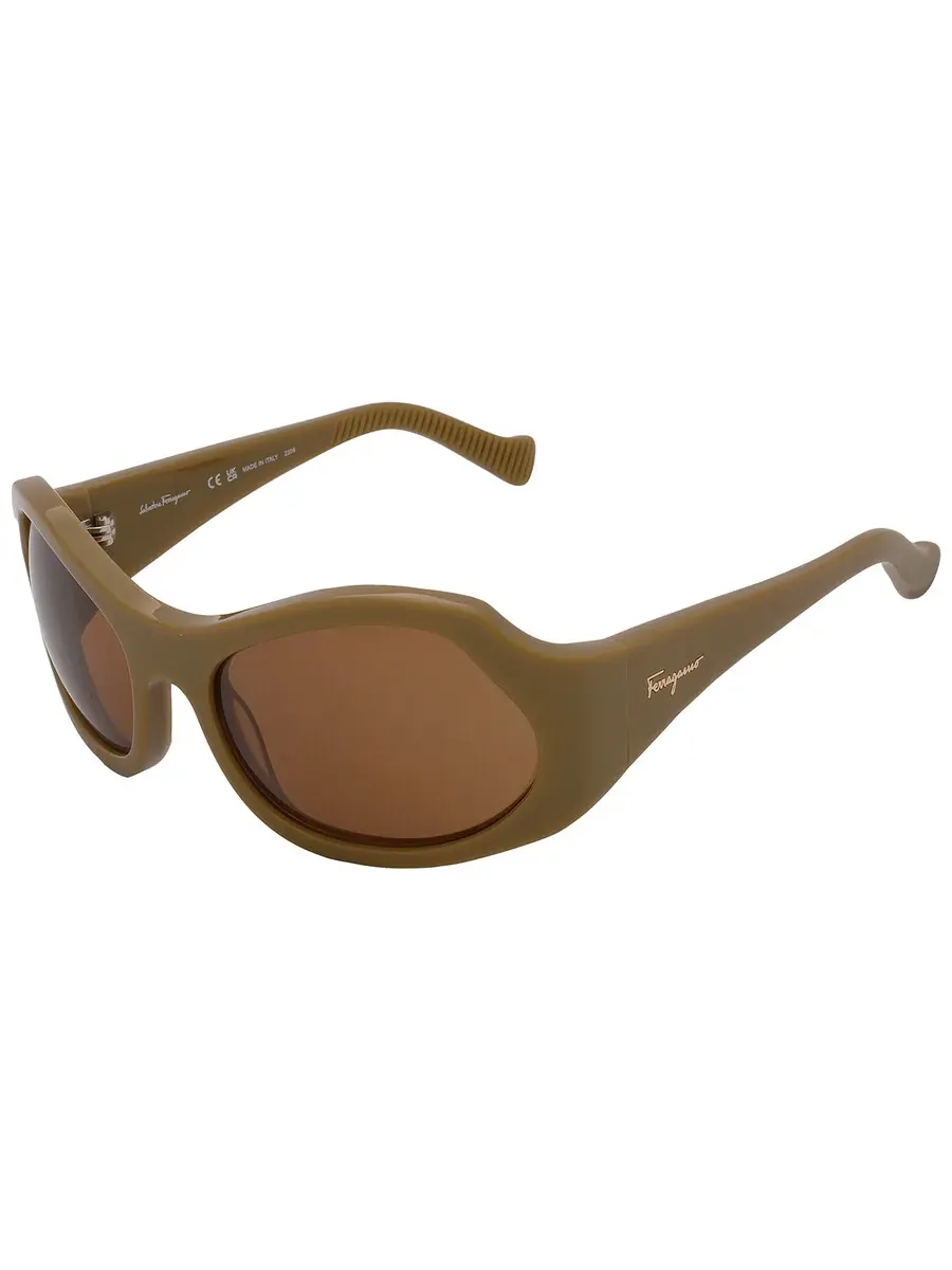 Женские солнцезащитные очки Salvatore Ferragamo Brown Wrap SF1078S 320 59 — изображение 4 из 5, коричневый
