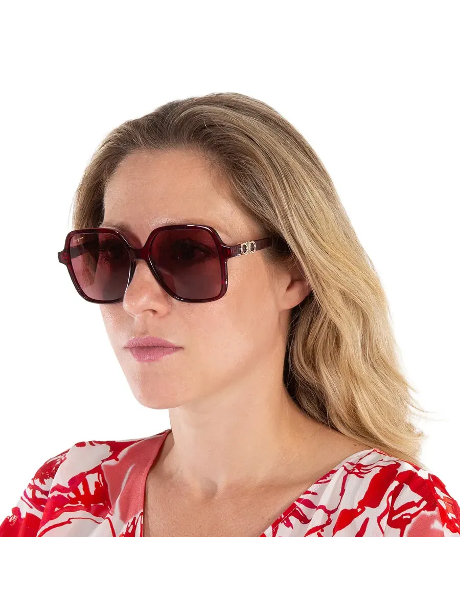 Женские солнцезащитные очки Salvatore Ferragamo Burgundy Square SF1083S 612 57 — изображение 2 из 5, красный
