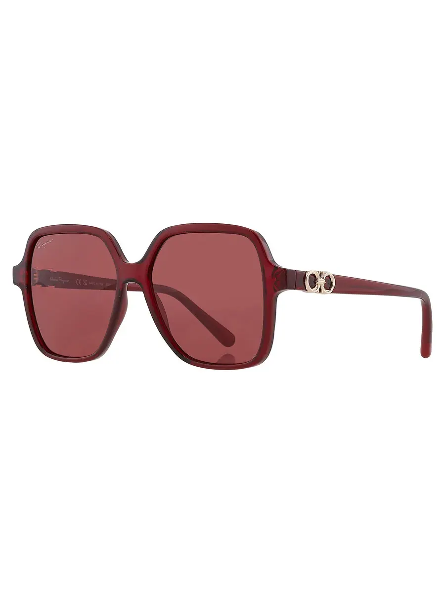 Женские солнцезащитные очки Salvatore Ferragamo Burgundy Square SF1083S 612 57 — изображение 3 из 5, красный