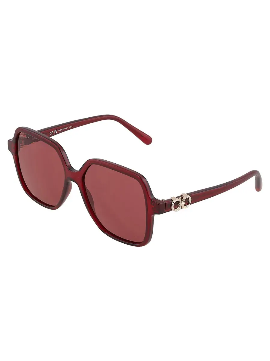 Женские солнцезащитные очки Salvatore Ferragamo Burgundy Square SF1083S 612 57 — изображение 4 из 5, красный