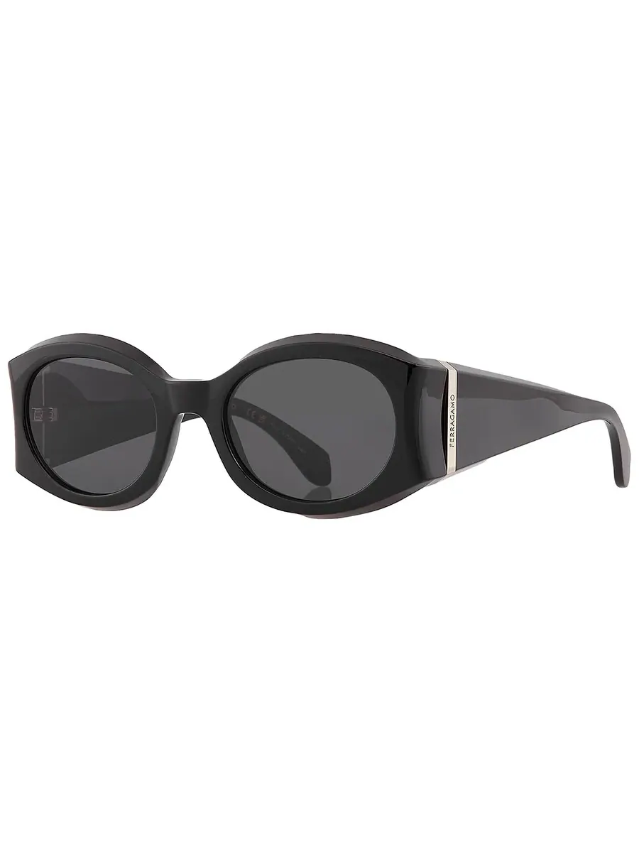 Женские солнцезащитные очки Salvatore Ferragamo темно-серого овального цвета SF2008S 001 55 — изображение 3 из 5, серый