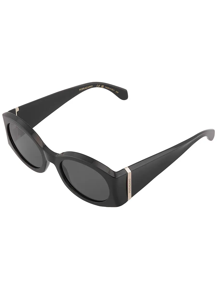 Женские солнцезащитные очки Salvatore Ferragamo темно-серого овального цвета SF2008S 001 55 — изображение 4 из 5, серый