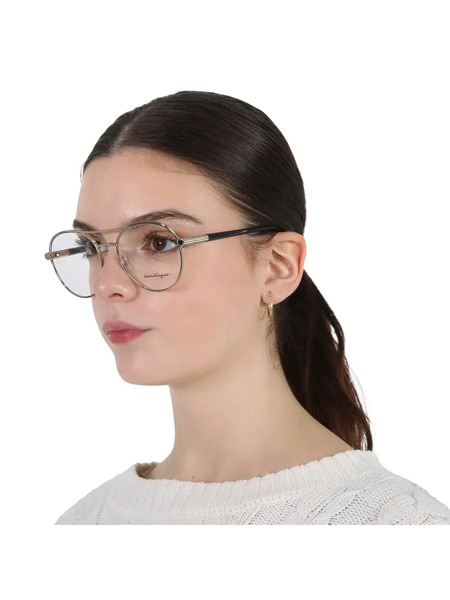 Женские очки Salvatore Ferragamo Demo Round SF2174 733 55, золотой/черный — 2