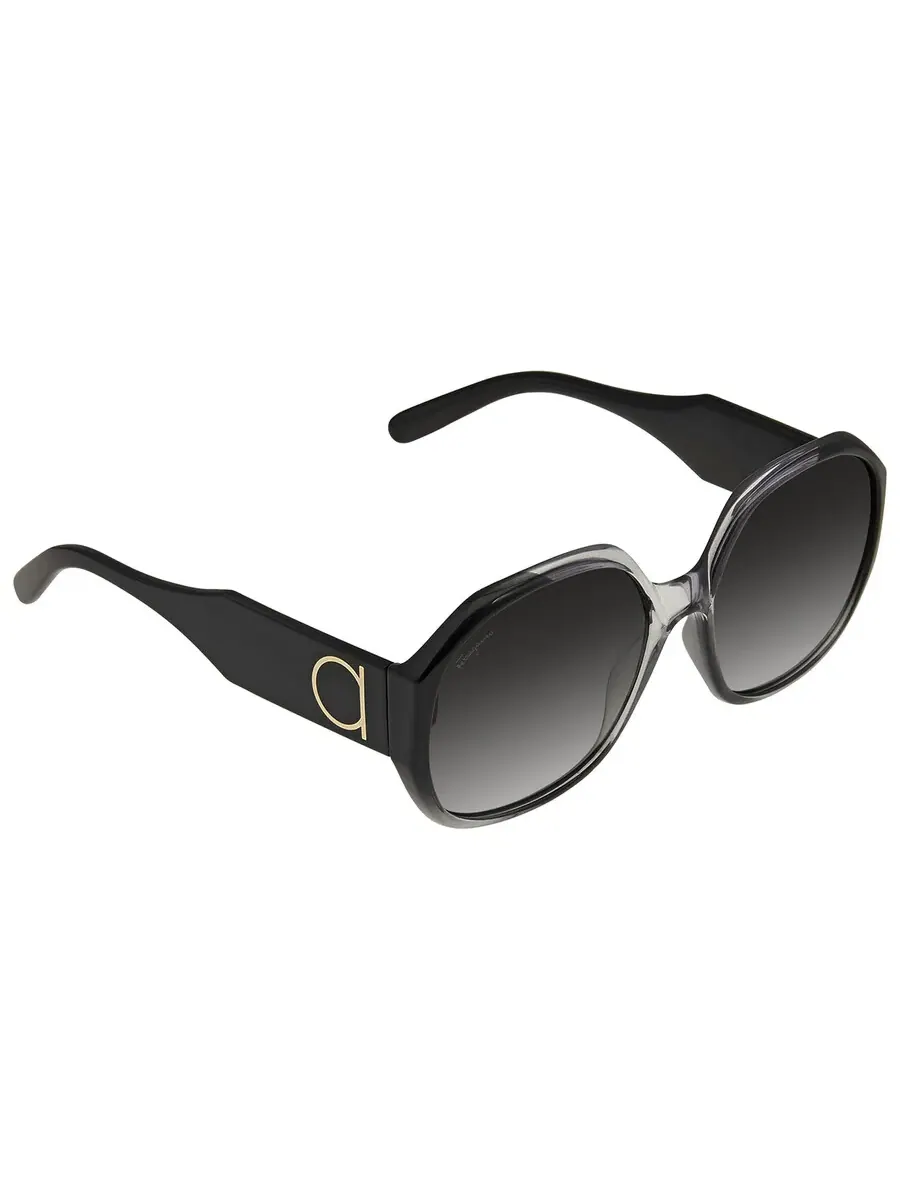 Очки-солнцезащитные Salvatore Ferragamo с серым градиентным стеклом, форма бабочка SF943S 007 60 — изображение 2 из 3, черный