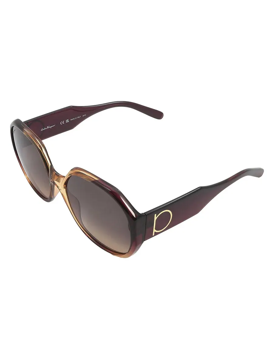 Женские солнцезащитные очки Ferragamo Grey Gradient Oval SF943S 212 60 — изображение 5 из 5, коричневый