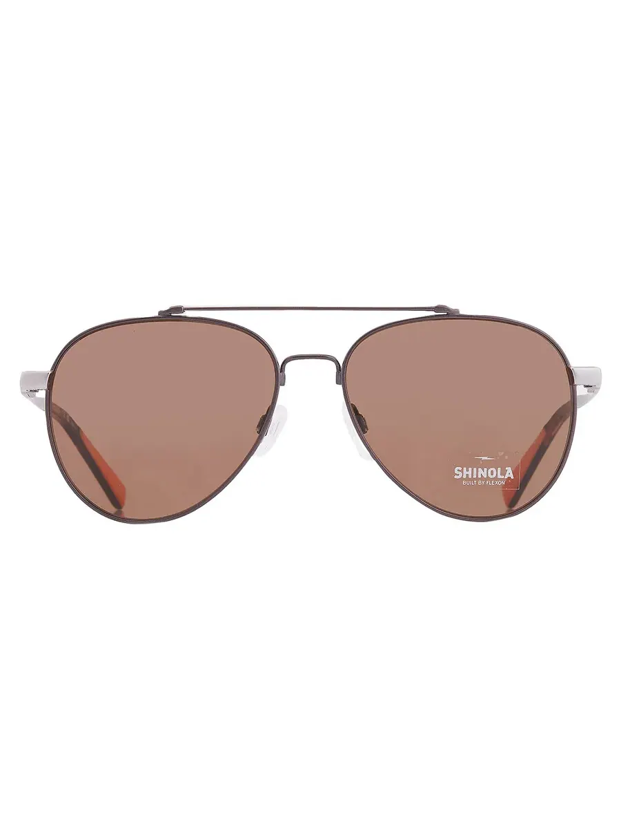 Очки солнцезащитные унисекс Shinola Brown Pilot SH2101S 071 56 — серебристый