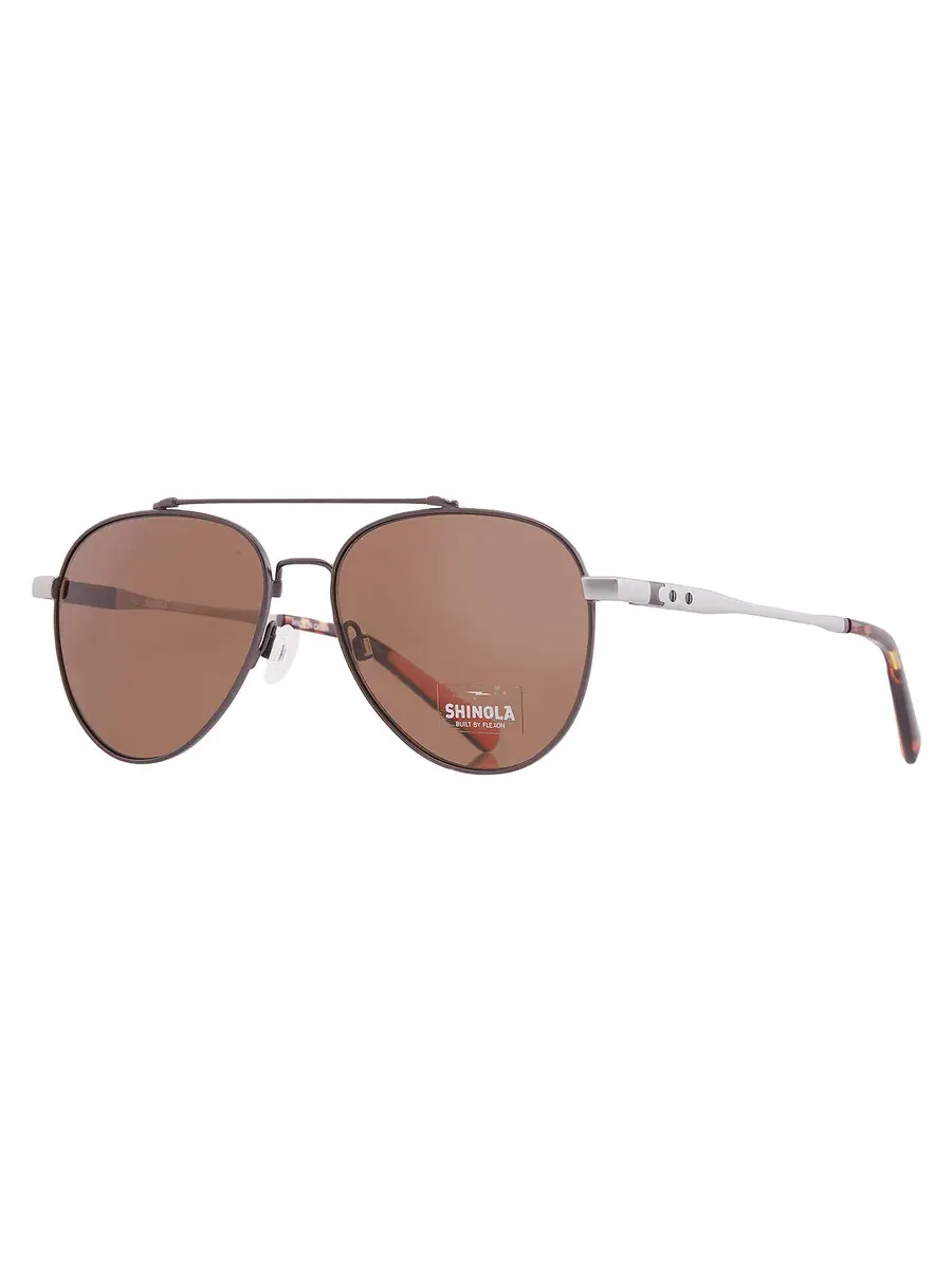 Очки солнцезащитные унисекс Shinola Brown Pilot SH2101S 071 56 — изображение 2 из 4, серебряный
