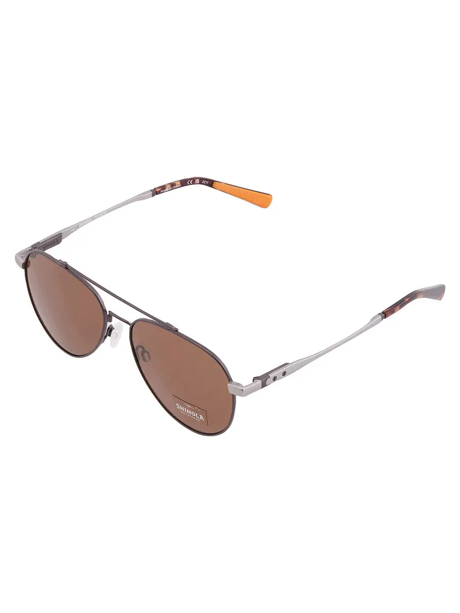 Очки солнцезащитные унисекс Shinola Brown Pilot SH2101S 071 56 — изображение 3 из 4, серебряный