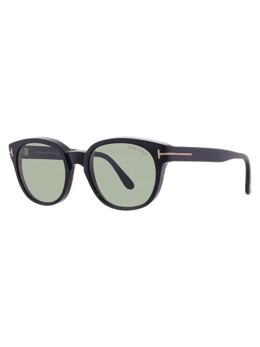 Мужские круглые солнцезащитные очки Tom Ford Mert Green FT1180 01N 53 — изображение 2 из 4, черный
