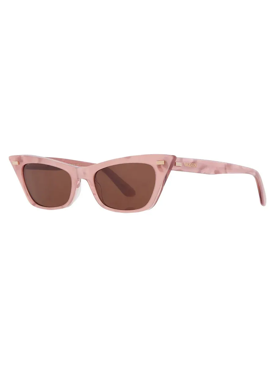 Женские солнцезащитные очки Valentino Brown Cat Eye VLS-176 B 51 Valentino Garavani, розовый/золотой — изображение 2 из 4