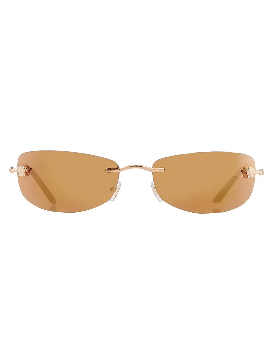 Мужские солнцезащитные очки Versace Bronze Mirror Gold прямоугольные VE2279 10027I 60 — золотистый