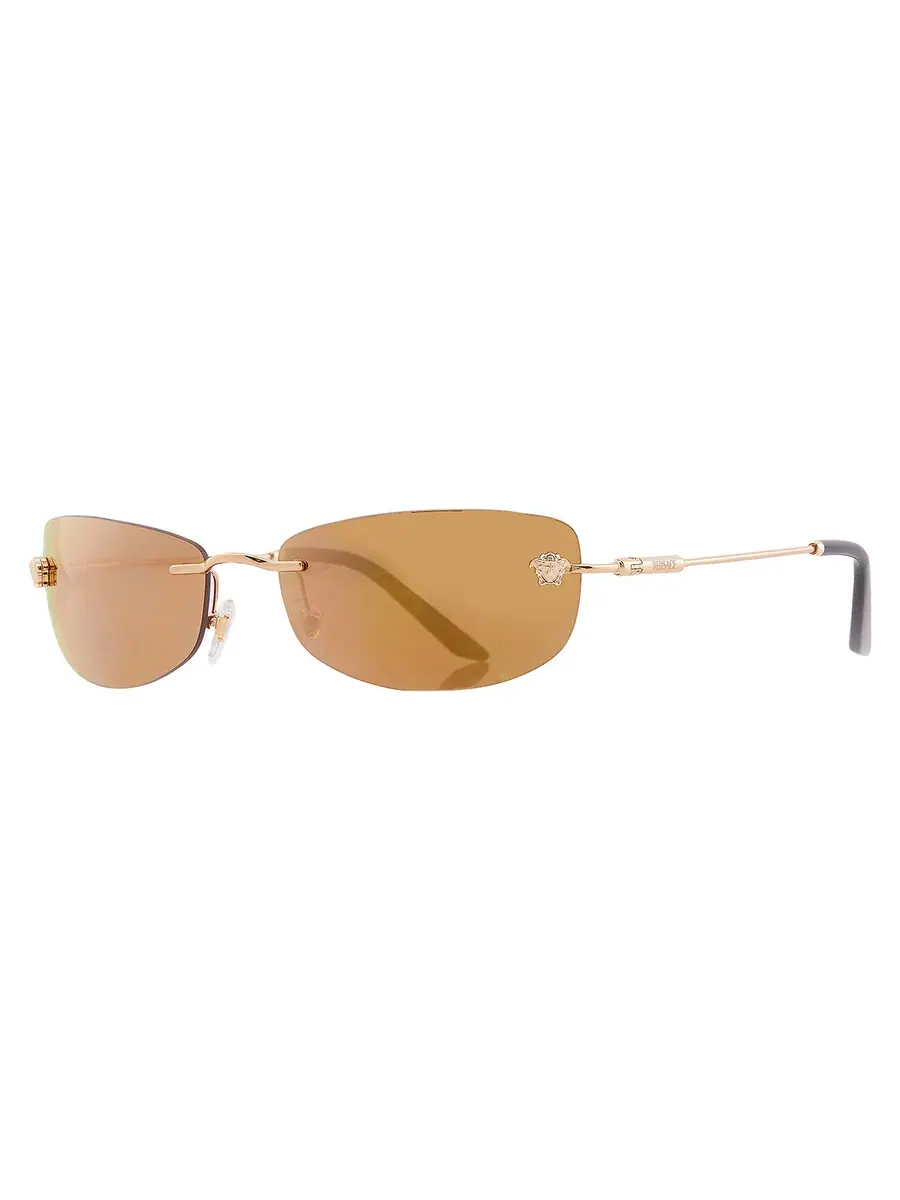 Мужские солнцезащитные очки Versace Bronze Mirror Gold прямоугольные VE2279 10027I 60 — изображение 2 из 5, золото