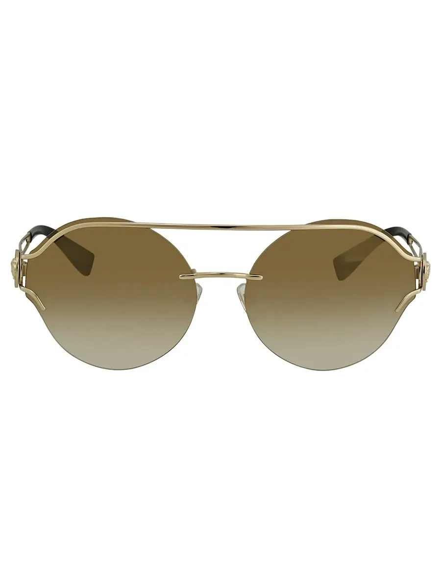 Солнцезащитные очки женские Versace VE2184 12526U 61 с круглой оправой, золотые, коричневый градиент — изображение 2 из 4