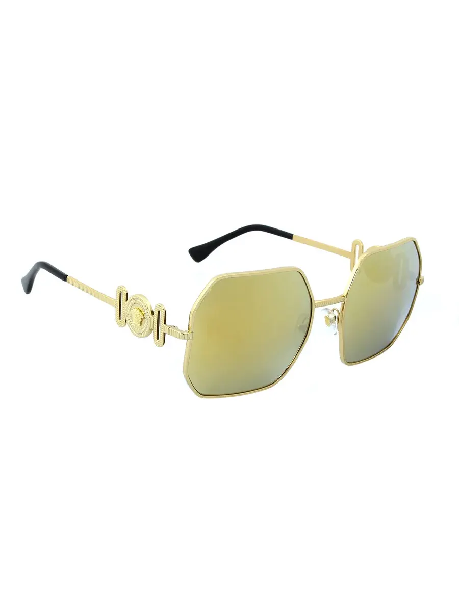 Солнцезащитные очки женские Versace Brown Mirror Gold неправильной формы VE2248 10027P 58 — изображение 3 из 6, золото