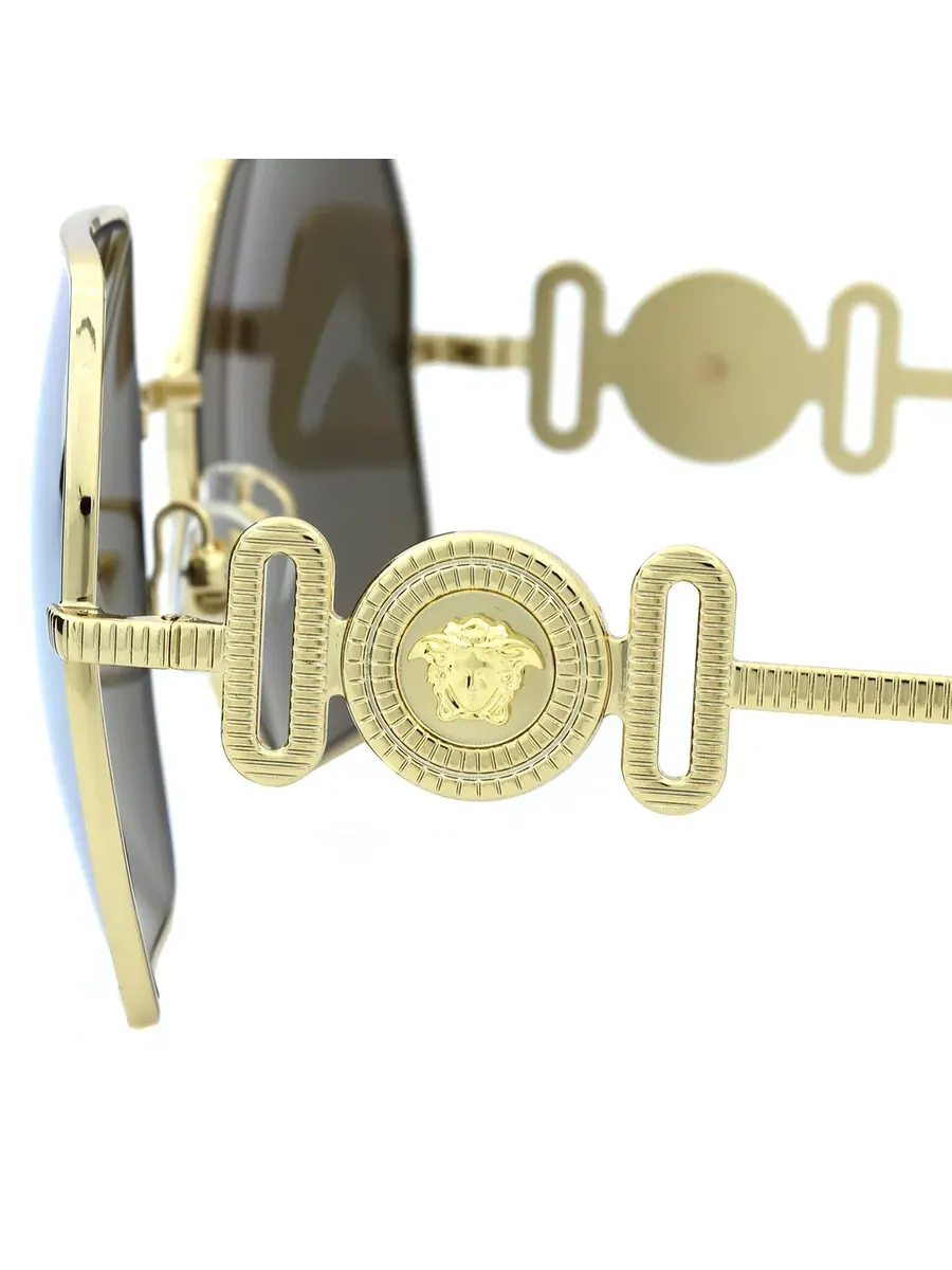 Солнцезащитные очки женские Versace Brown Mirror Gold неправильной формы VE2248 10027P 58 — изображение 5 из 6, золото