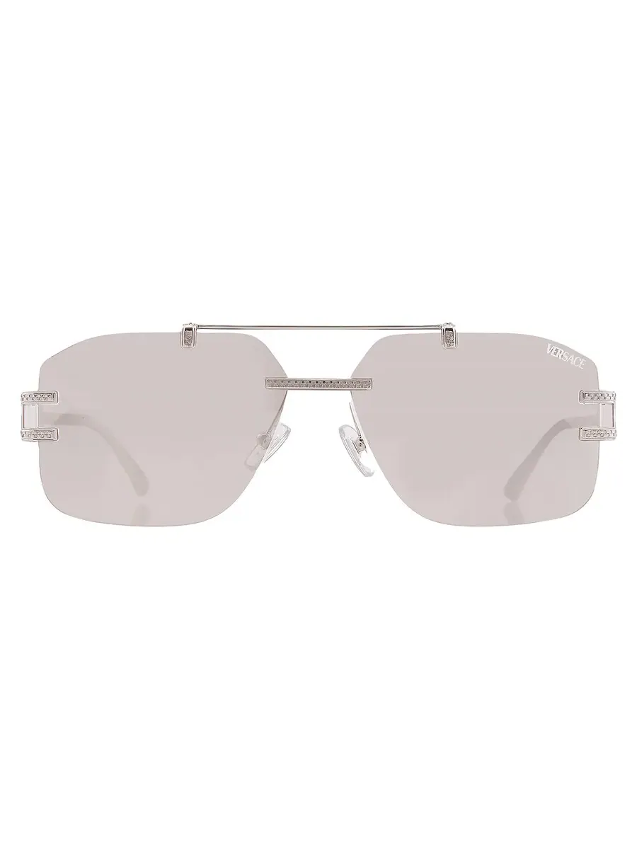 Мужские солнцезащитные очки Versace Clear Mirror Silver 80 Square VE2275 10008V 60 — серебристый