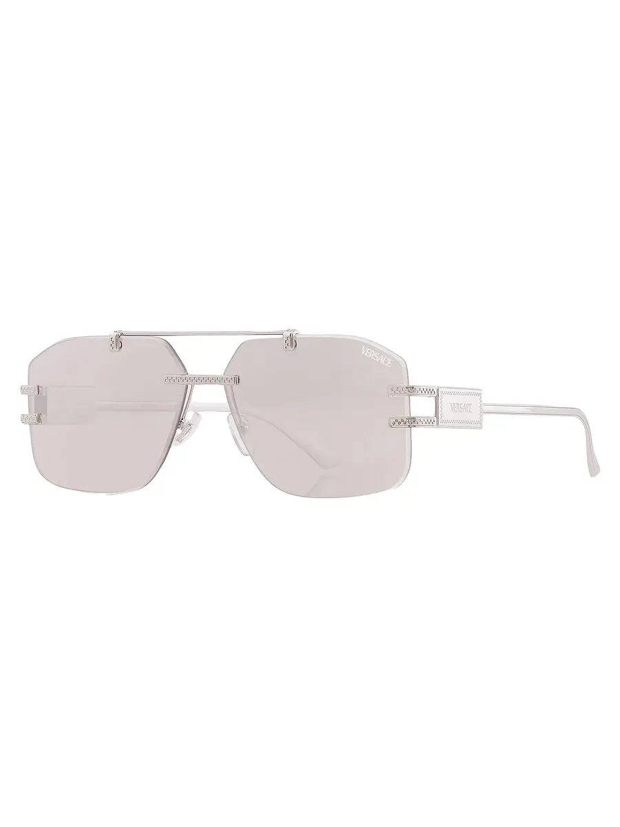 Мужские солнцезащитные очки Versace Clear Mirror Silver 80 Square VE2275 10008V 60 — изображение 2 из 5, серебряный