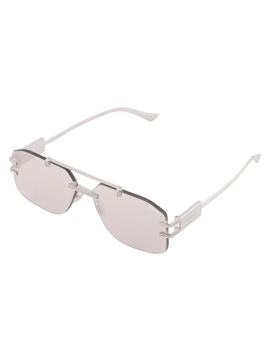 Мужские солнцезащитные очки Versace Clear Mirror Silver 80 Square VE2275 10008V 60 — изображение 3 из 5, серебряный