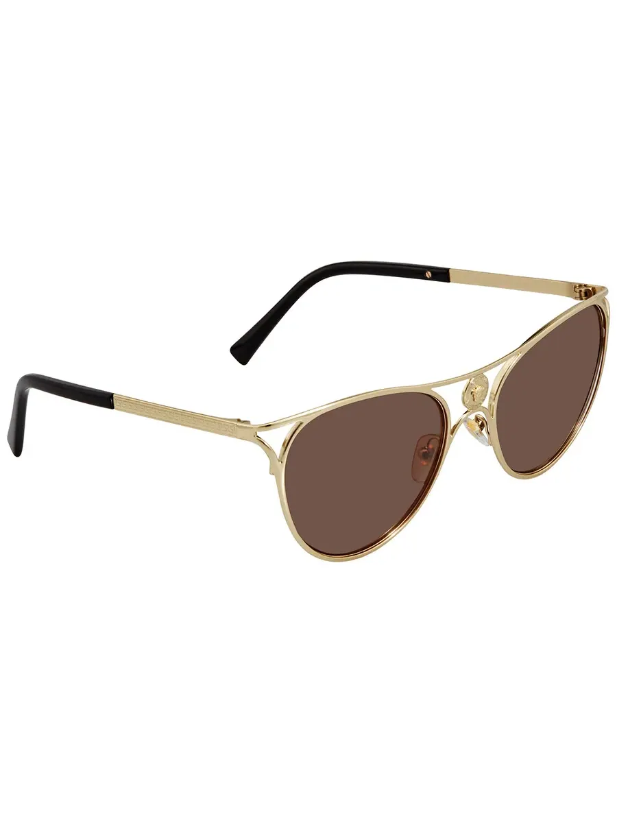 Женские солнцезащитные очки Versace Dark Brown Butterfly VE2237 125273 57 — изображение 2 из 4, бледный золотистый
